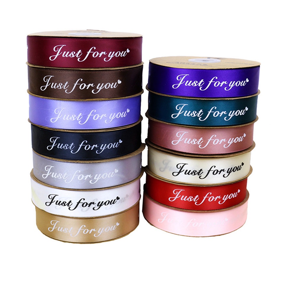 Cuộn 10m dây ruy băng in chữ Just For You 25mm nhiều màu sắc dùng làm đồ thủ công