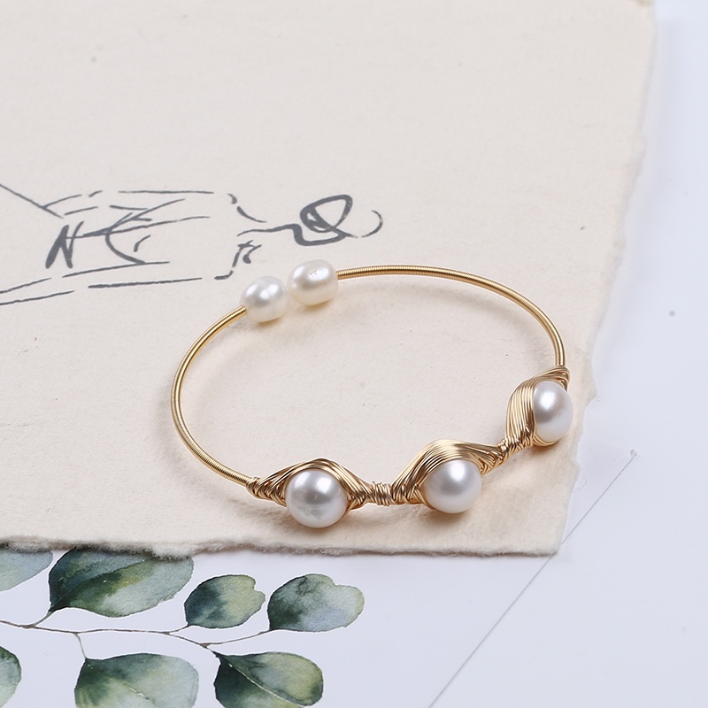 Vòng Tay Ngọc Trai Tự Nhiên Thiết Kế Hở Độc Đáo Thời Trang Xinh Xắn Cho Nữ