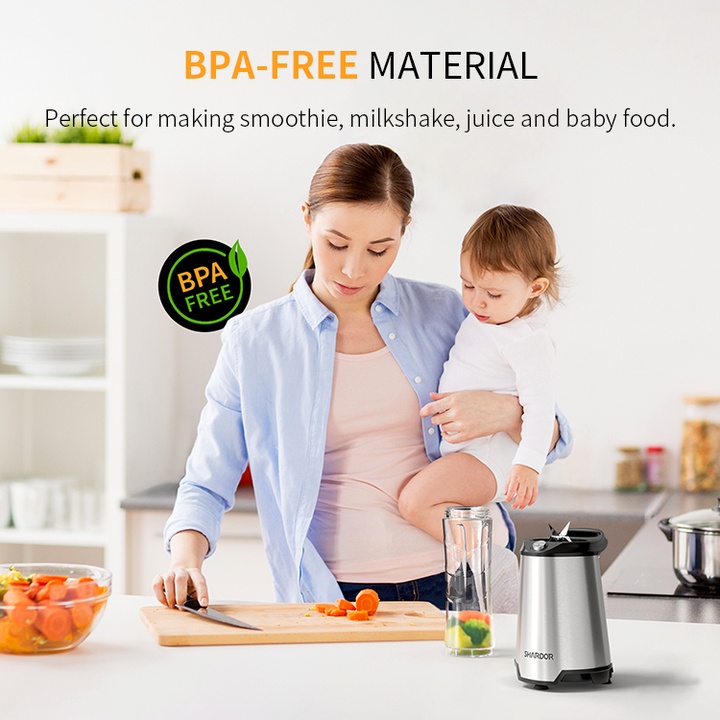 Máy xay sinh tố Shardor PB615B, công suất 300W, Blender Juicer Smoothie Blender Mixeur Portable