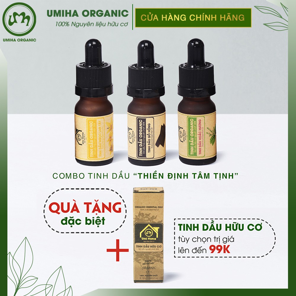 Combo 3 lọ tinh dầu Thiền Định Tâm Tịnh (Gỗ Hồng,Ngọc Lan Tây,Hoắc Hương) 10ml nguyên chất | Tặng kèm tinh dầu tuỳ chọn