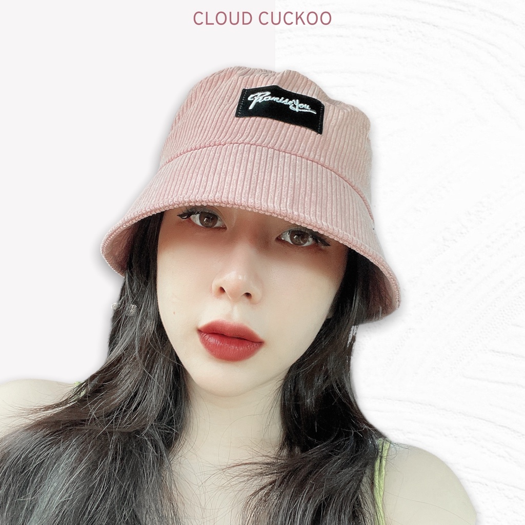 Mũ Bucket Nhung Logo Da Nhiều Màu Sắc - Mã Số: MBK0506