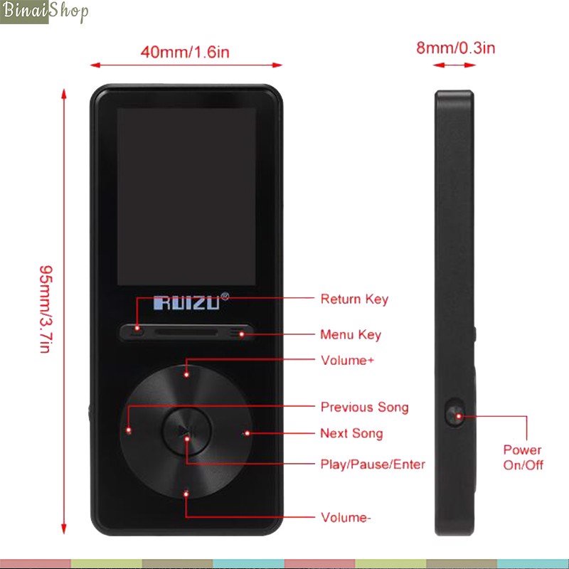 [Mã 155ELSALE giảm 7% đơn 300K] Ruizu X29 - Máy Nghe Nhạc Lossless, Bluetooth 5.0, Thời Gian Phát Nhạc Lên Tới 30 Giờ