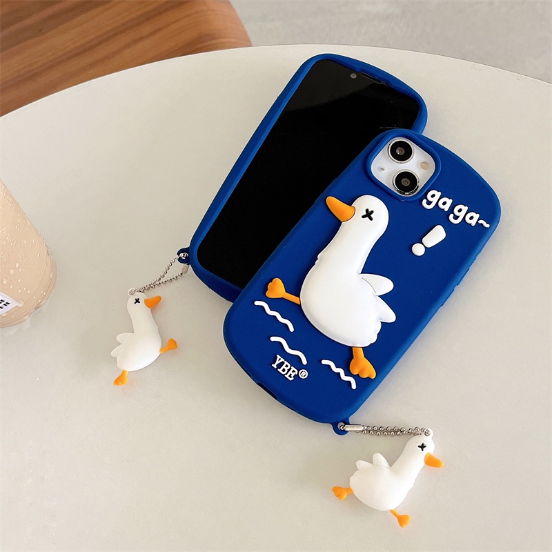 Ốp Điện Thoại Hình Vịt Chạy Bộ Màu Xanh Dương Cho IPhone 13 13ProMax 11Promax 12Pro12 11 XS XR X XSMax 7Plus