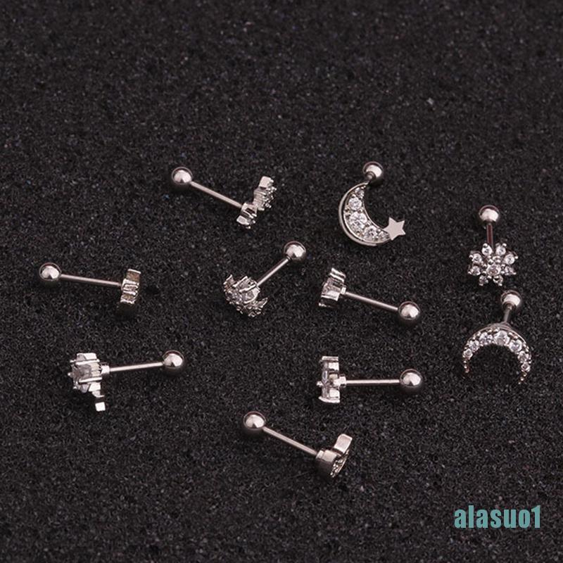 1 Bông Tai Hình Mặt Trăng Đính Đá