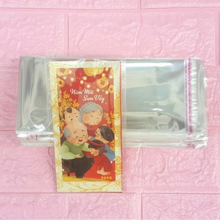 100g (~95cái) Túi Opp dán mép 9x18cm (+ 4cm) - Túi nilon băng keo dán miệng