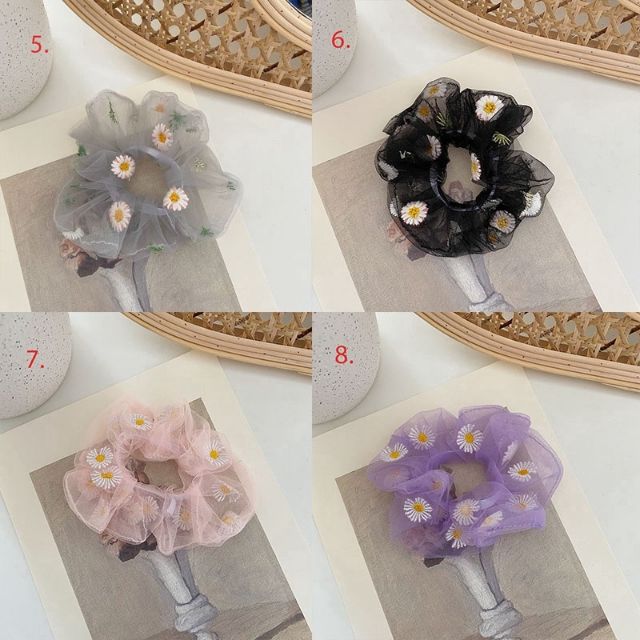 Scrunchies Dây buộc tóc mỏng hình hoa cúc