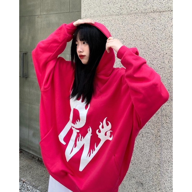 ÁO HOODIE MŨ TRÙM UNISEX NỈ PW FIRE LOGO