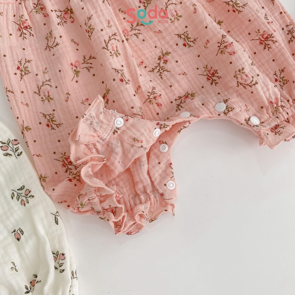 Bộ jumsuit/body tặng kèm băng đô cho bé gái SODA KIDS họa tiết hoa bông nhí