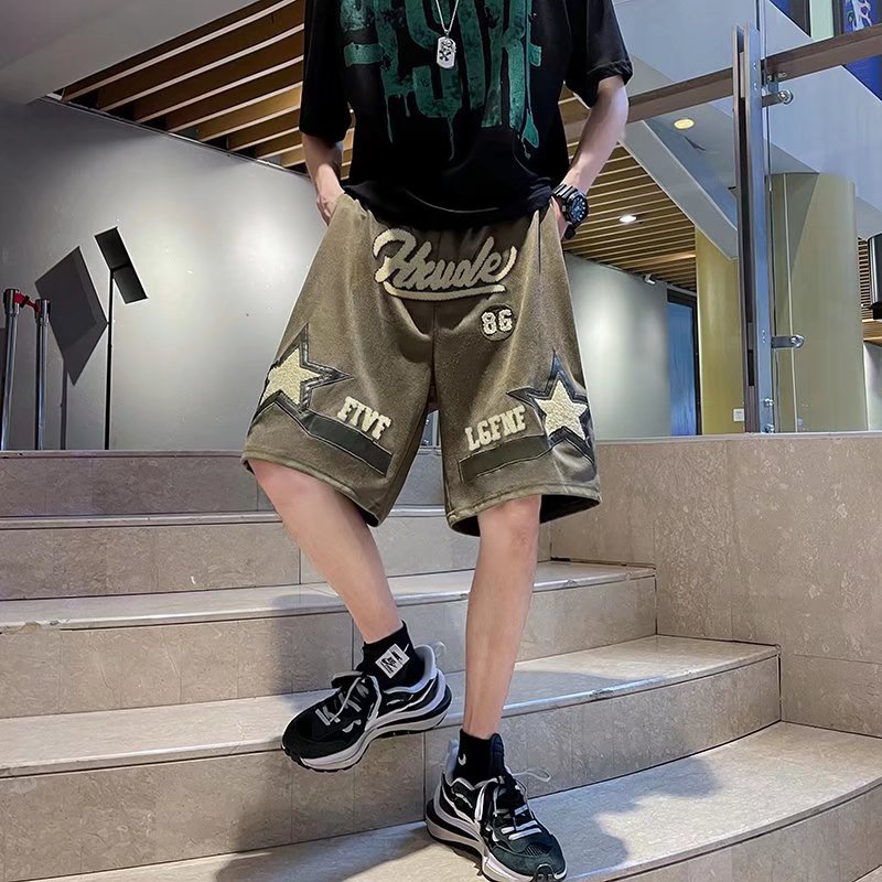 Quần Short Denim Ống Rộng In Chữ Thời Trang Hip Hop Dành Cho Nam Và Nữ