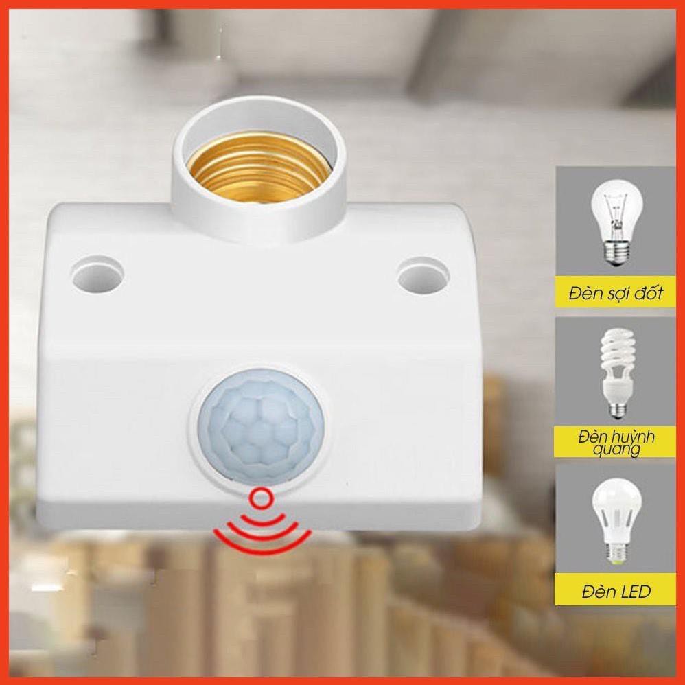 Đui đèn cảm biến hồng ngoại PIR cảm ứng chuyển động E27 thông minh tự bật sáng khi có người SLH-PIR