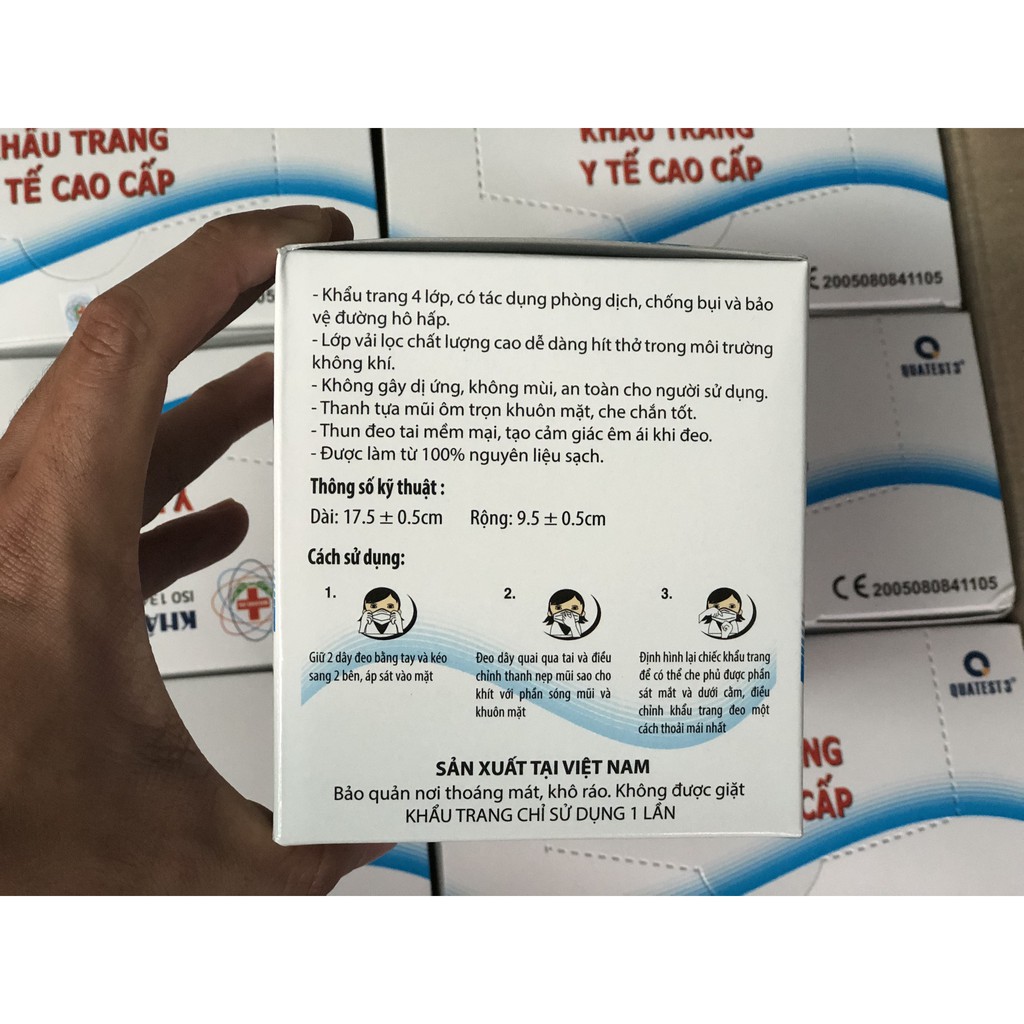 Khẩu trang y tế màu trắng 4 lớp kháng khuẩn - Khánh An Hộp 50 cái | BigBuy360 - bigbuy360.vn