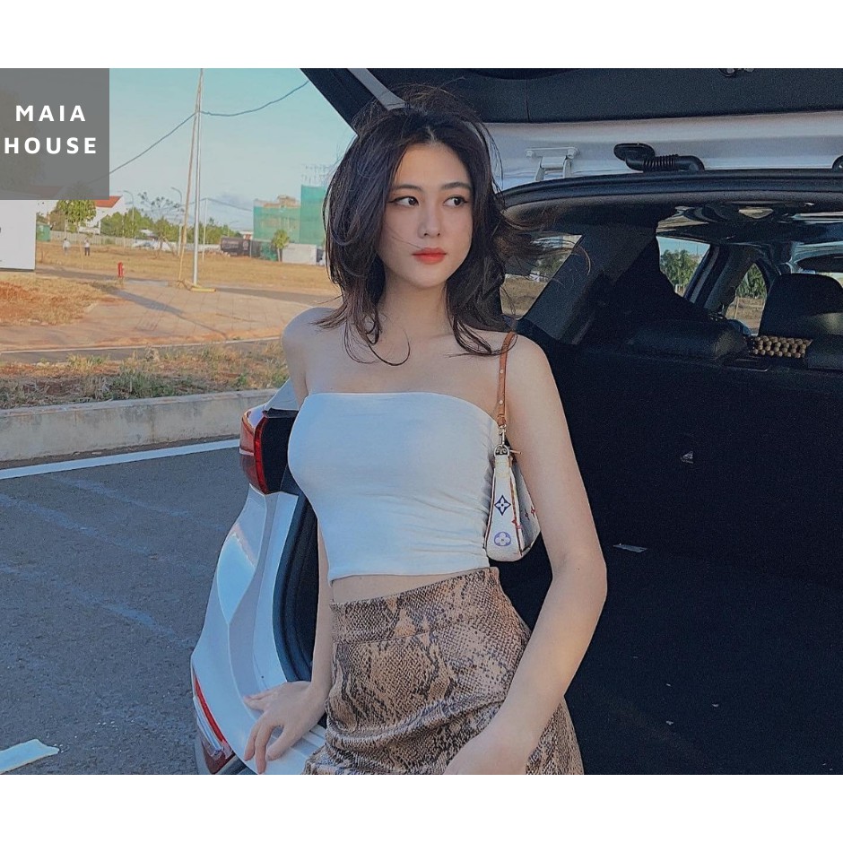 Áo croptop ống thun borip xịn xò mềm mịn, co giãn mạnh.