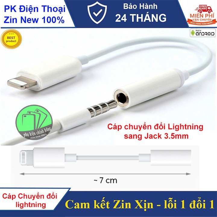 {Chính Hãng}Cáp chuyển đổi Lightning sang Jack 3.5mm dành cho Iphone 7,7 Plus,8,8 Plus,X,XS