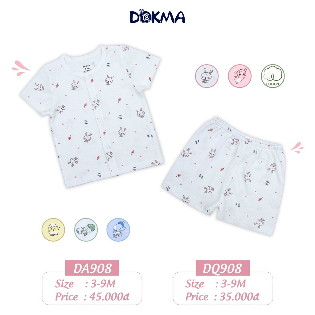 Áo sơ sinh cài giữa cộc tay Dokma