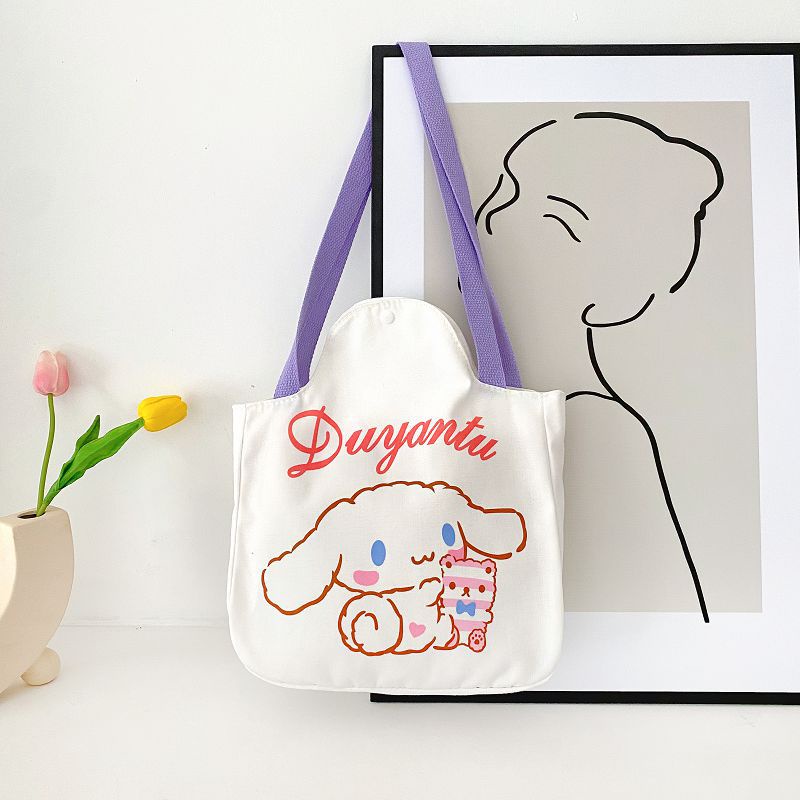 Túi Xách Vải Canvas In Họa Tiết Hoạt Hình Phối Màu Xinh Xắn Thời Trang Cho Nữ