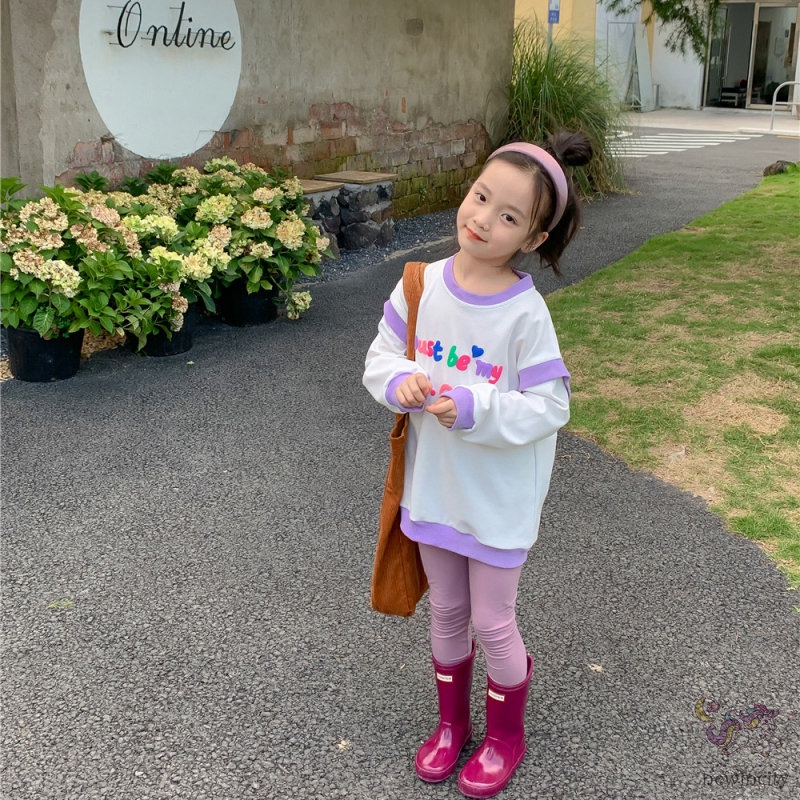 Áo Hoodie Dài Tay In Chữ Cái Phong Cách Hàn Quốc Cho Bé Gái