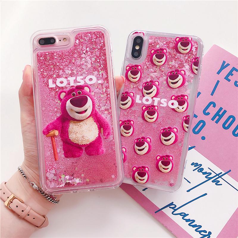 Ốp điện thoại silicon in hình Gấu Lotso có kim tuyến chảy dành cho iPhone 11 11promax 6/ 6s/ 7/8/ Plus/ X/Xs/ Xs Max/ XR