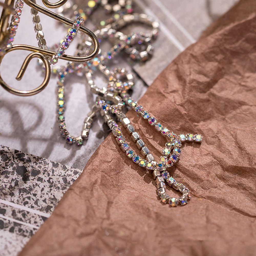 OCEANMAP Dây Xích Đính Trang Trí Móng Tay Nghệ Thuật Màu Bạc Lấp Lánh Thời Trang DIY