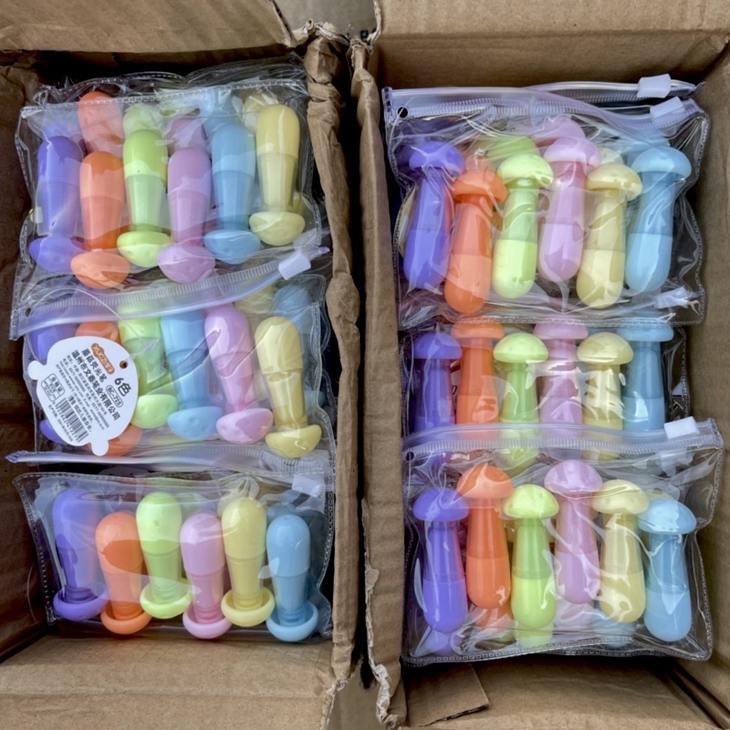 Bộ 6 Bút nhớ, Bút dạ quang Dòng Highlight Hình Nấm