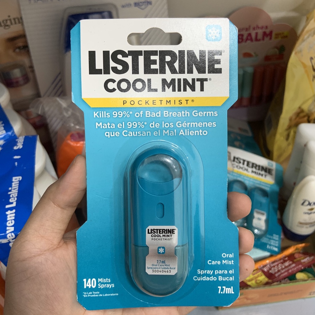 Xịt thơm miệng Listerine Cool Mint Pocketmist diệt vi khuẩn gây hôi miệng đến 99.9% - EDS Hàng Mỹ