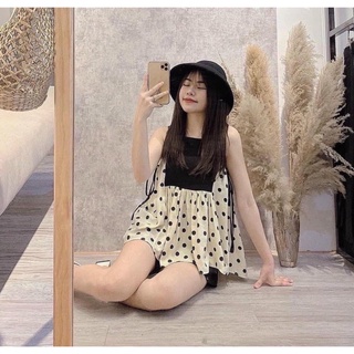 Set chấm bi 2 màu đen - nâu | duonghuong clothes