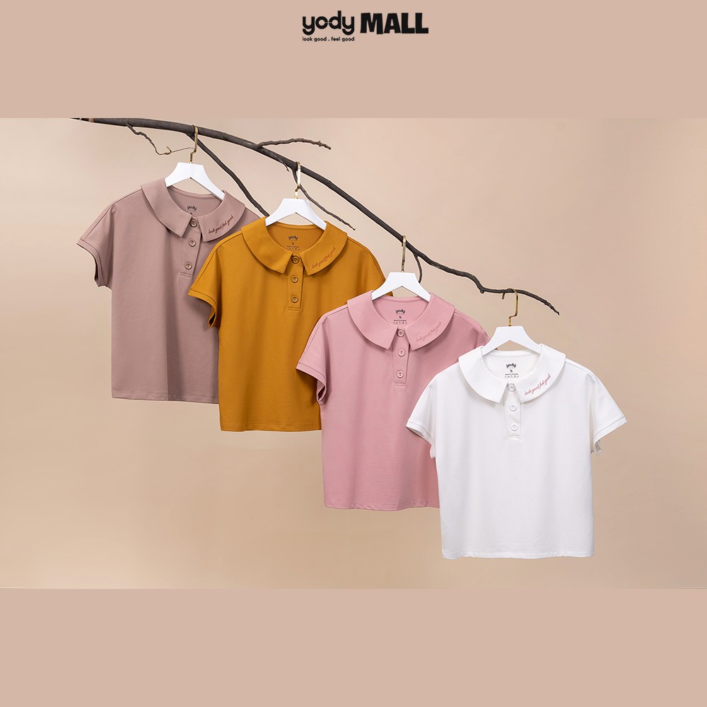 Áo phông Polo nữ cổ sen YODY chất liệu cotton thấm hút tốt nhiều màu APN3732 | BigBuy360 - bigbuy360.vn
