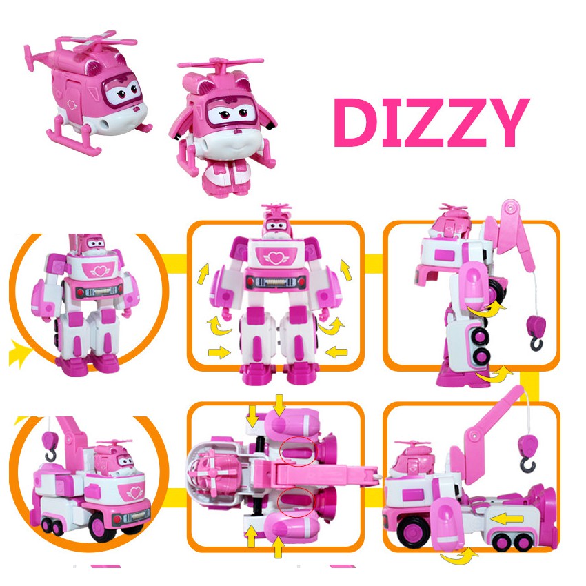 Đồ chơi đội  bay siêu đẳng mô hình Dizzy lốc xoáy mini và robot cỡ lớn bằng nhựa cao cấp đồ chơi trẻ em