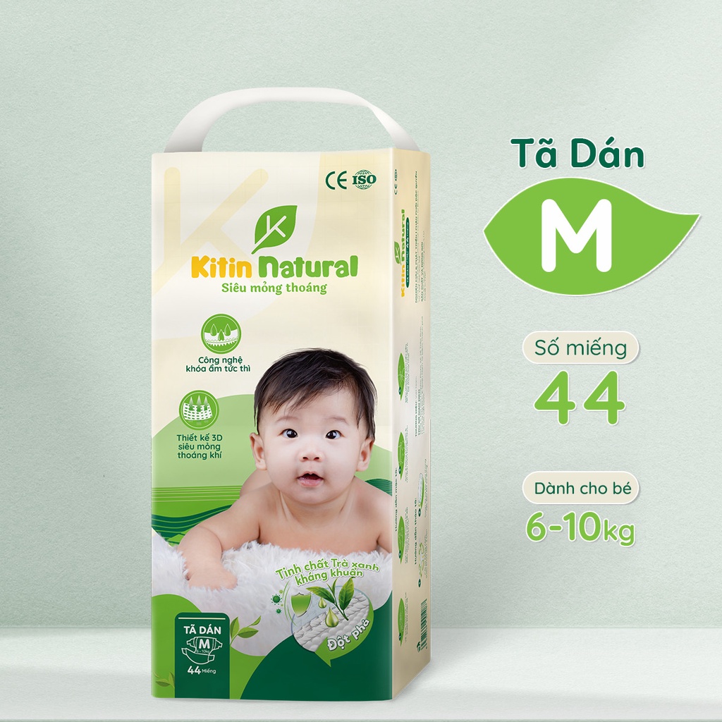 [COMBO 5 BỊCH TẶNG QUÀ]Tã bỉm thương hiệu Việt Kitin Natural  dán quần S50/M44/L40/XL38/XXL36/XXXL34