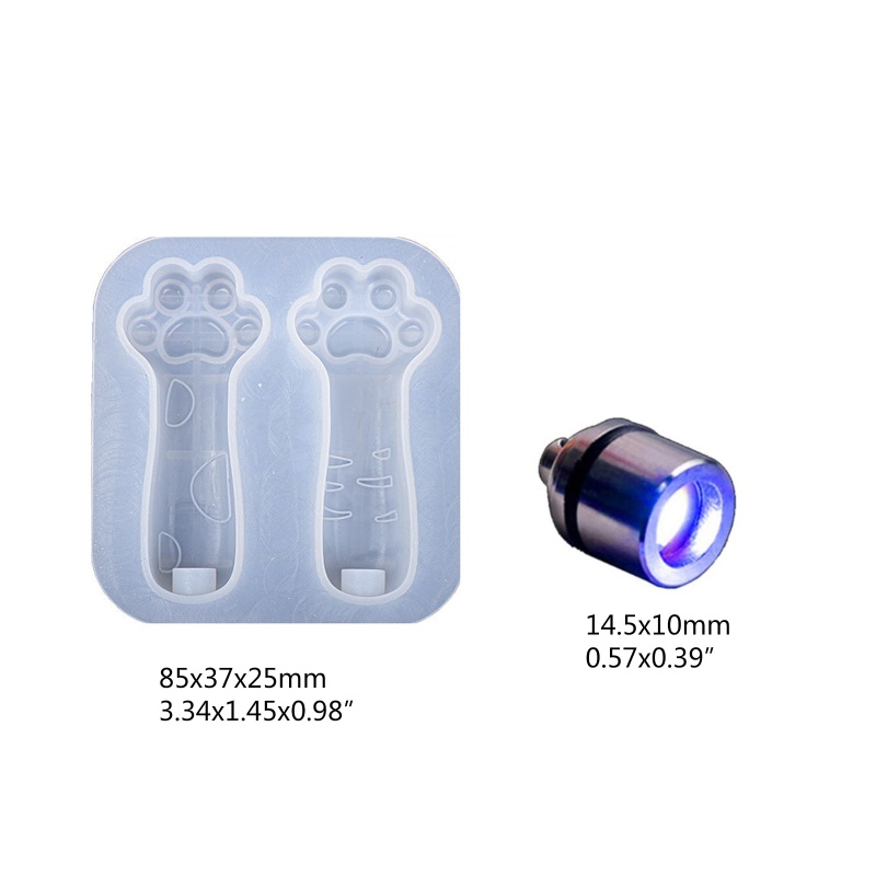 Khuôn Silicone Làm Móc Khóa / Gương Hình Dấu Chân Mèo DIY