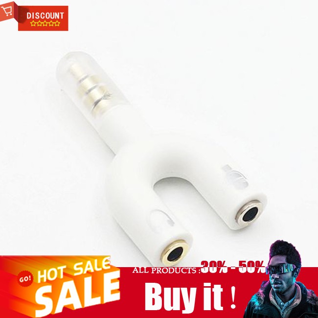 ☪ 3.5mm Dispenser U-Shaped Stereo Plug Stereo Audio Microphone and Headphone Adapter Headset Splitter for Smartphone MP3 Player MP4