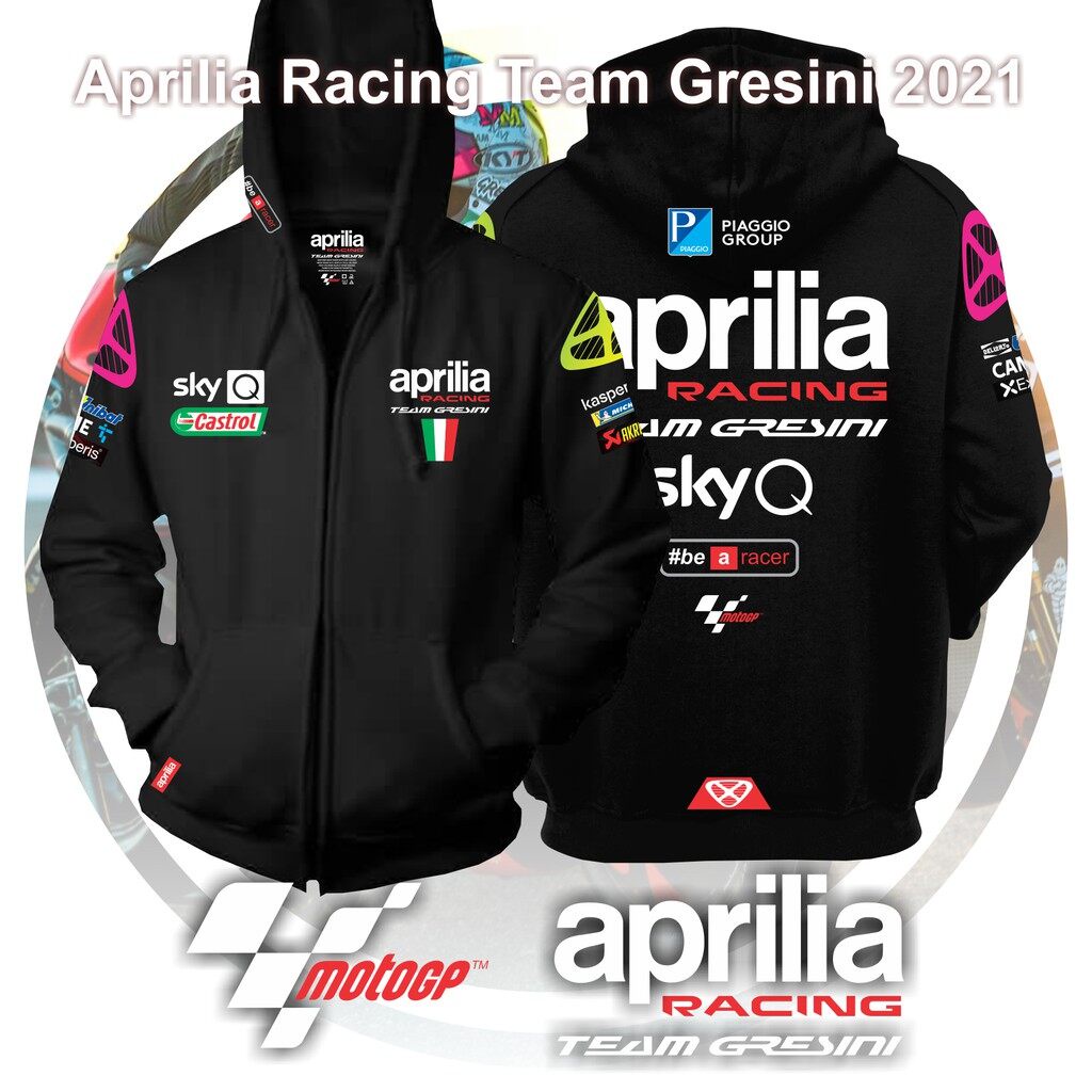 Áo Khoác Hoodie Có Khóa Kéo In LOGO Xe Đua Aprilia Gresini 2021 MotoGP Siêu Cao Cấp / Cao Cấp Dành Cho Nam Nữ