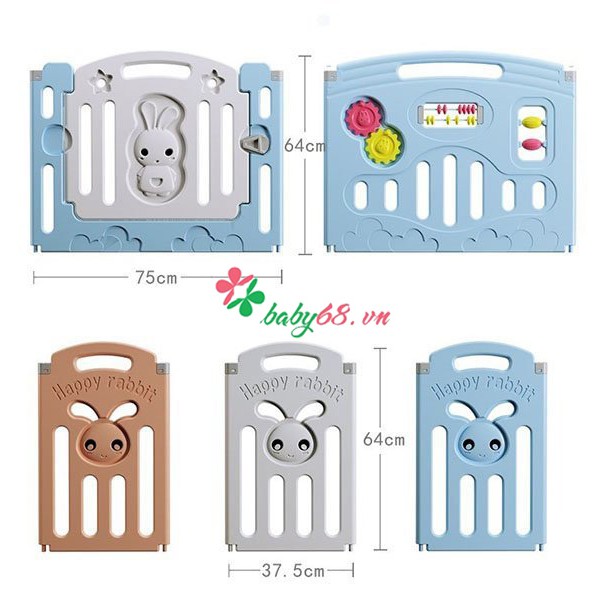 Quây nhựa gấp gọn thỏ con, hàng chính hãng tặng thảm + bóng