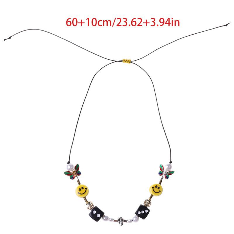 Vòng Cổ Choker Mặt Hình Xúc Xắc Đầu Lâu Mặt Cười Phối Ngọc Trai Cá Tính Thời Trang