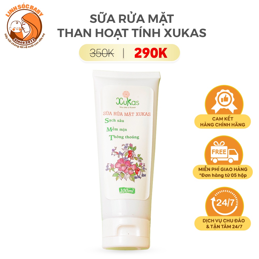 Sữa rửa mặt than hoạt tính Xukas sạch sâu, chống lão hóa