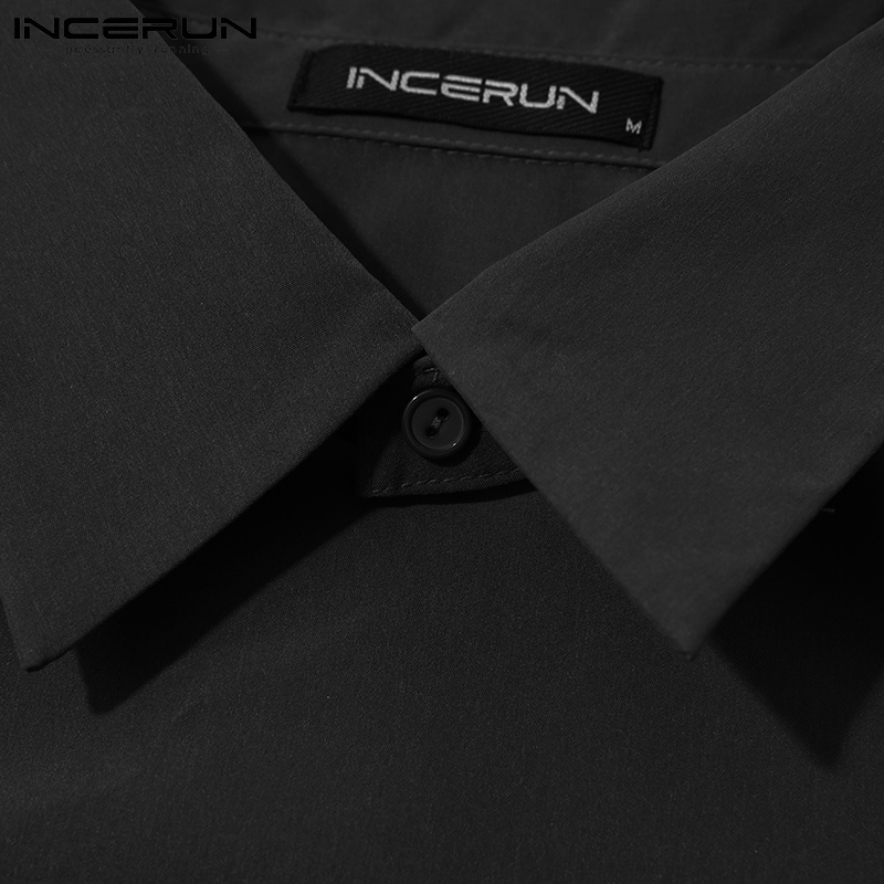 Áo khoác croptop INCERUN tay dài cổ bẻ thời trang dành cho nam