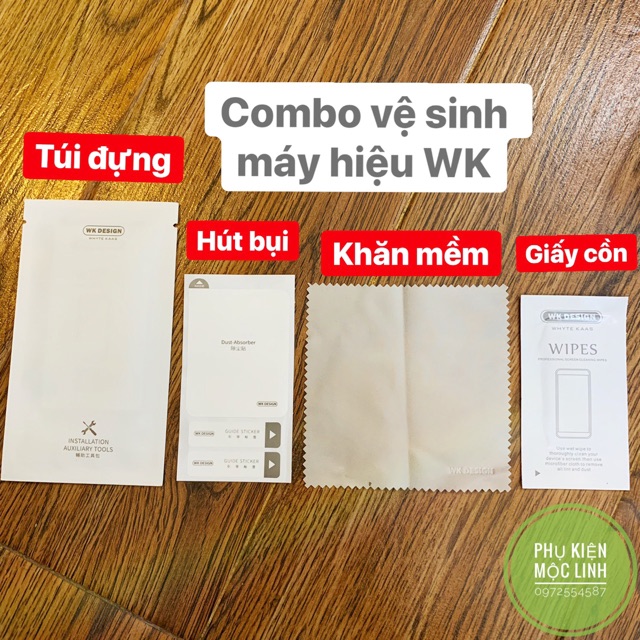 Combo 3 in 1 hiệu WK bộ giấy và vải mềm lau vệ sinh màn hình điện thoại kính laptop macbook ống kính ...