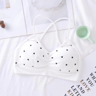 Bra cotton chấm bi dây lưng chéo