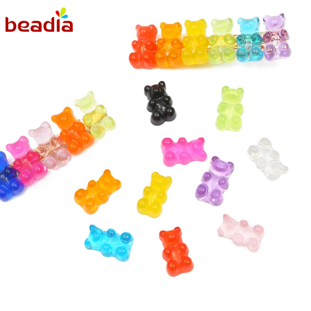 BEADIA Set 8/10 Mặt Trang Sức Hình Kẹo Gấu Bằng Nhựa Dễ Thương