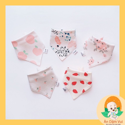 Set 5 khăn yếm tam giác cotton cao cấp, khăn quàng cổ giữ ấm cổ, yếm sữa nhiều mẫu xinh đáng yêu cho bé.