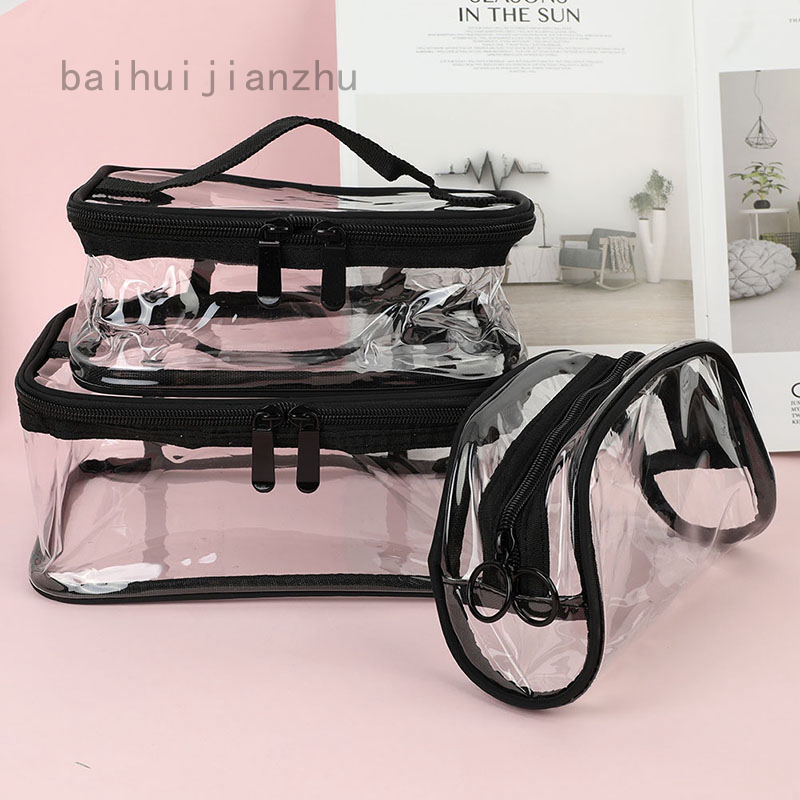 Baihuijianzhu PVC Trong Suốt Đựng Đồ Trang Điểm / Đồ Vệ Sinh Cá Nhân Có Khóa Kéo Chống Thấm Nước Cho Nữ