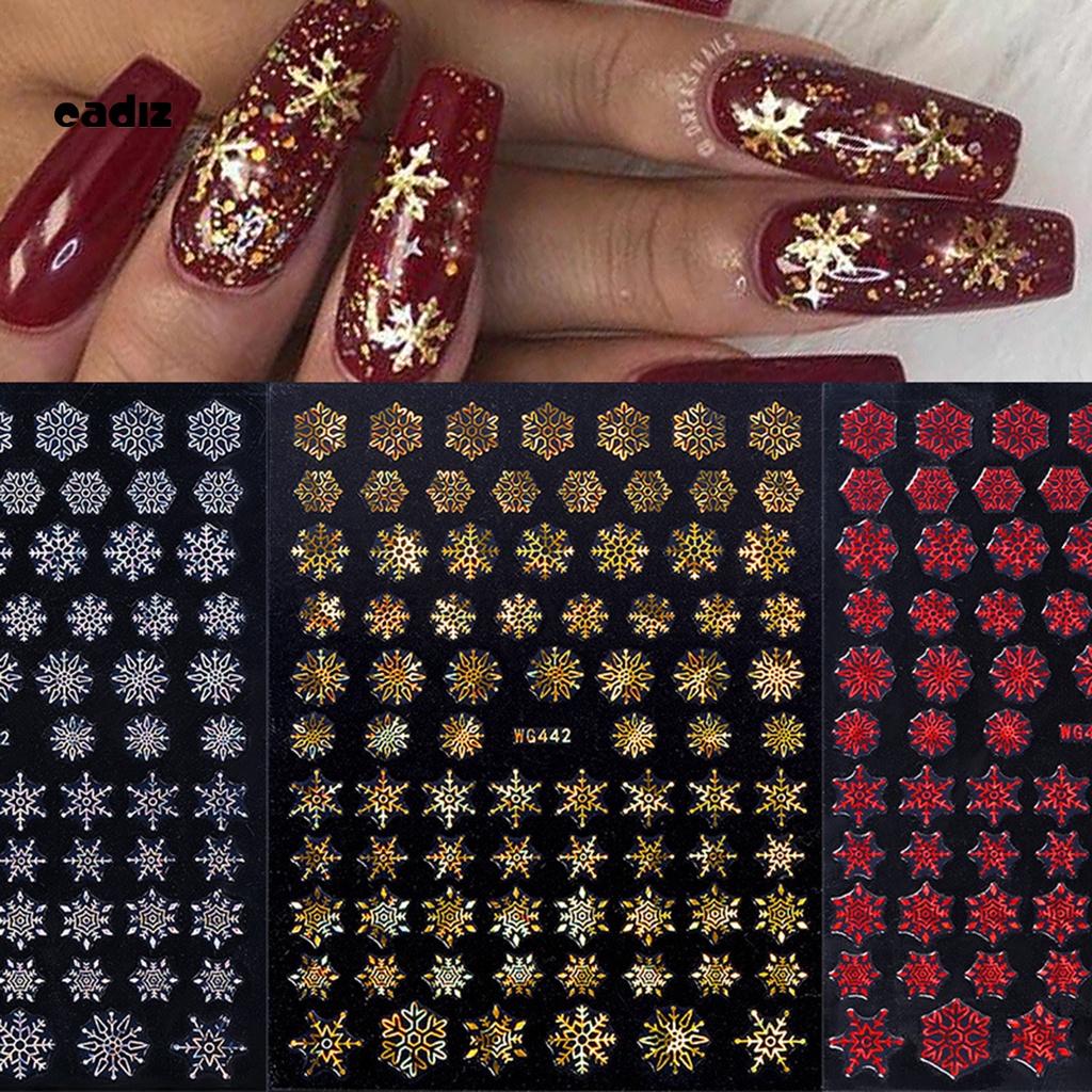 [Hàng mới về] Nhãn dán trang trí móng tay in hình bông tuyết giáng sinh