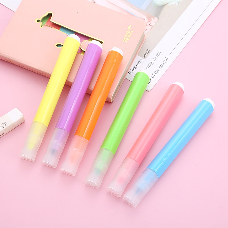 Bút dạ quang 6 màu highlight pastel, bút đánh dấu nhớ dòng cute nhiều màu marker dễ thương