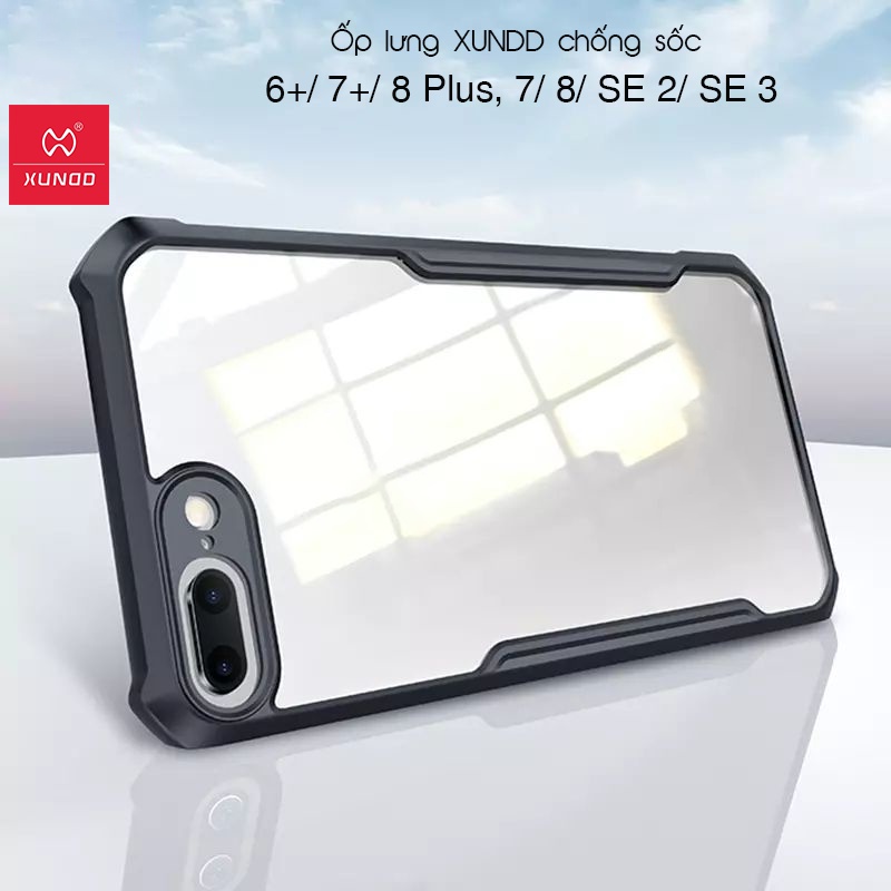 Ốp lưng XUNDD iPhone 6+/7+/ 8 Plus, 7/ 8/ SE 2/ SE 3/ 6/ 6S  -Chống shock, Lưng trong - Đen