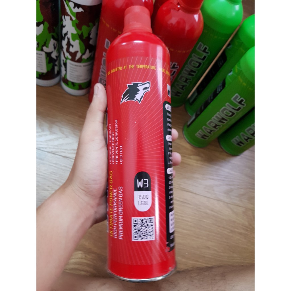 Green Gas Warwolf Đỏ Bình Lớn 1700ML Chuyên Dùng Cho Airsof.t Nén Khí Hơi Mạnh Hàng Cao Cấp Chính Hãng Nhập Khẩu Mỹ