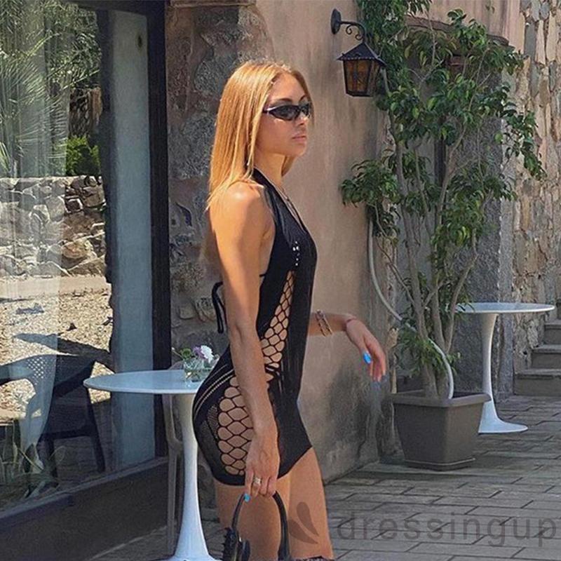 Váy body hở lưng phối lưới xuyên thấu quyến rũ dành cho nữ
