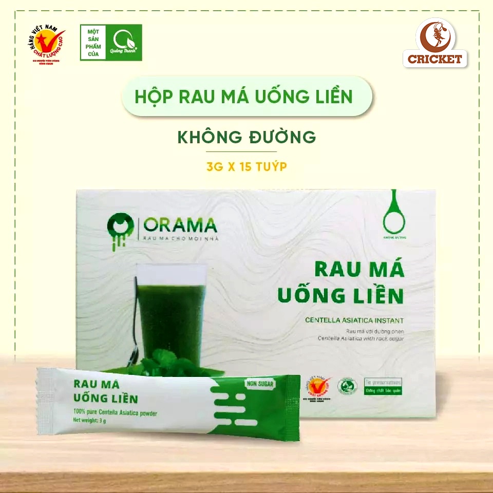 Rau Má Uống Liền Nguyên Chất Không Đường Quảng Thanh (Hộp 15 gói x 3g) detox thanh lọc cơ thể, mát gan, làm đẹp da