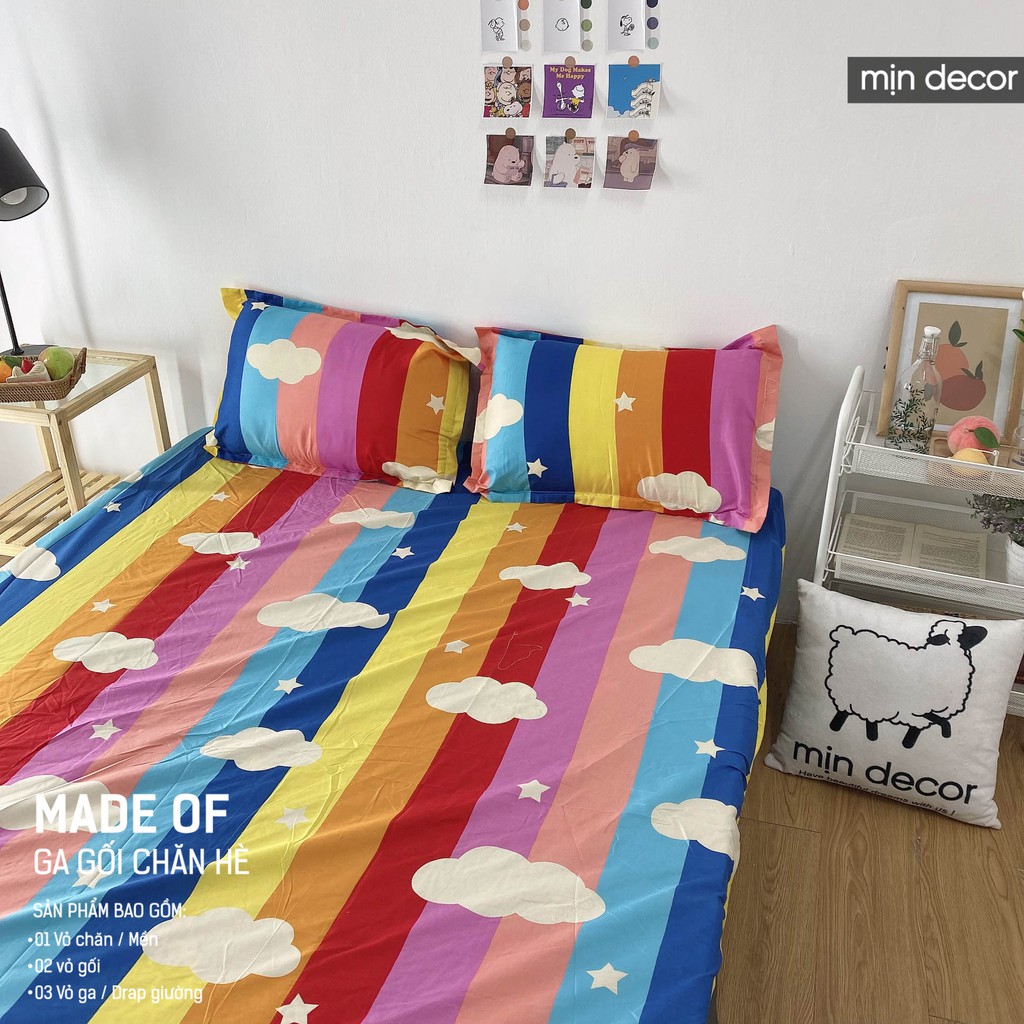 [Mẫu Mới 2021] Bộ Ga Giường Cotton 3D Mịn Decor - Drap Giường + 2 Vỏ Gối In 3D Ga Chun Mềm Mịn Nhiều Màu Sắc