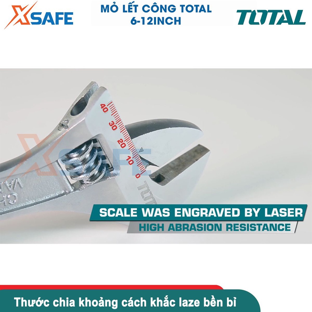 Mỏ lết công cầm tay đa năng TOTAL 6inch -12inch Cờ lê thép Cr-V siêu cứng, chống rỉ, tháo mở bulong, sữa chữa máy móc