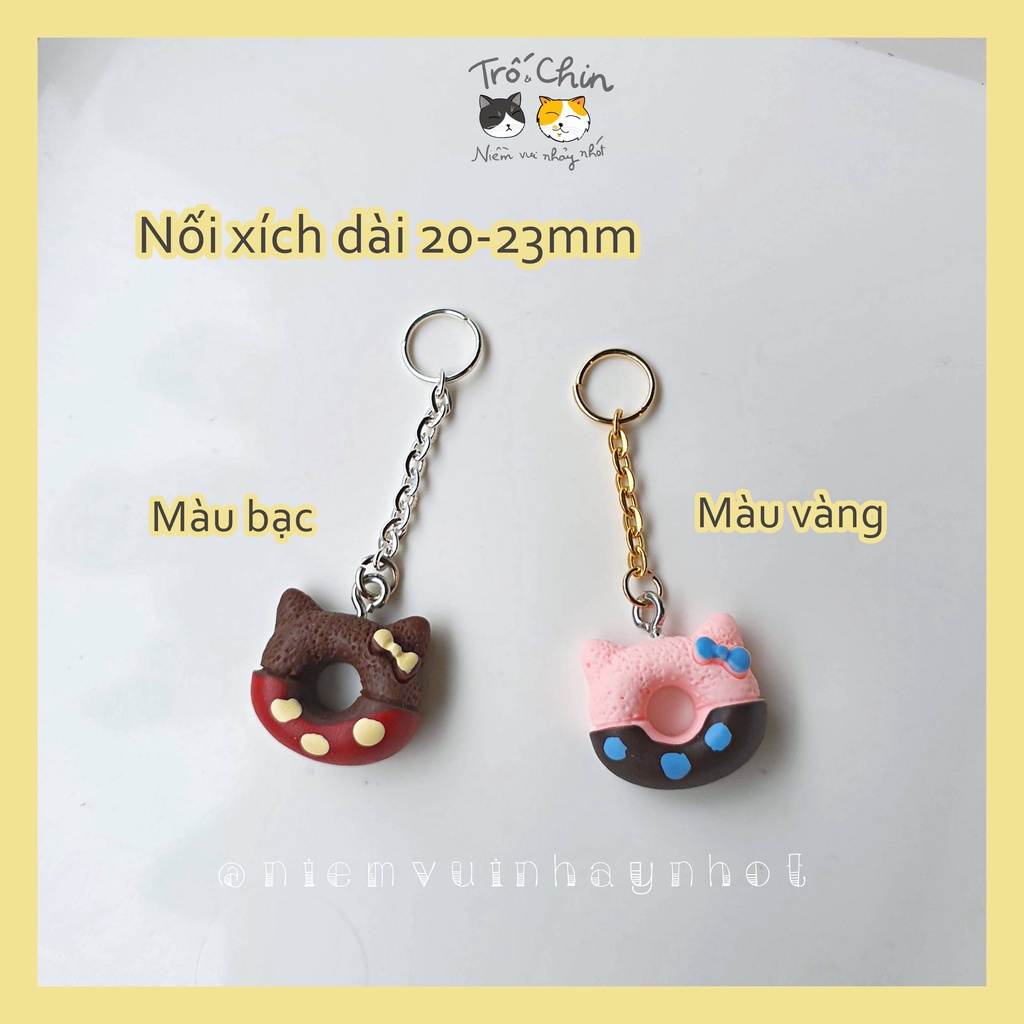 Charm Donut tai mèo nhỏ xinh bằng nhựa cứng màu sắc (hỗ trợ nối xích làm key ring, phone ring...)