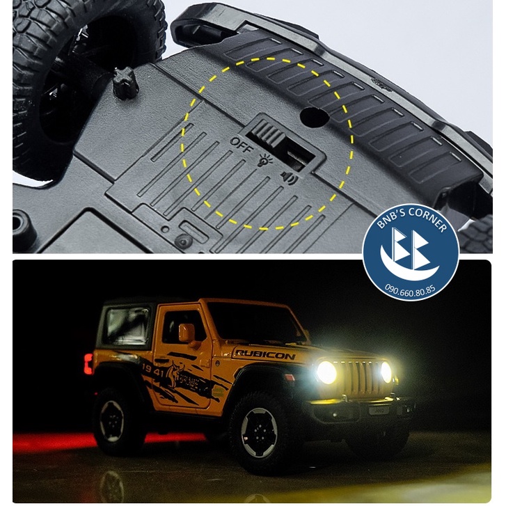 Mô hình xe Suv 1:24 Jeep Wrangler mui trần